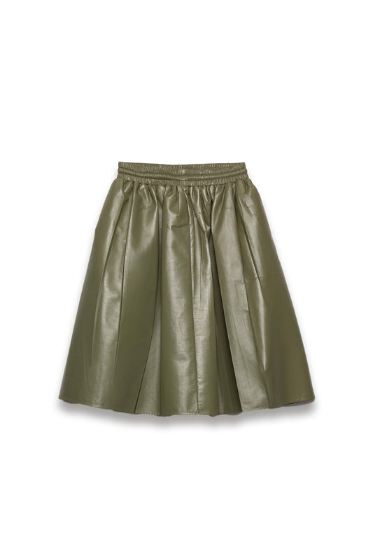 Pleated nappa leather skirt