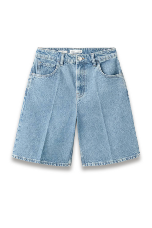 High-waist Straight-fit Denim Shorts