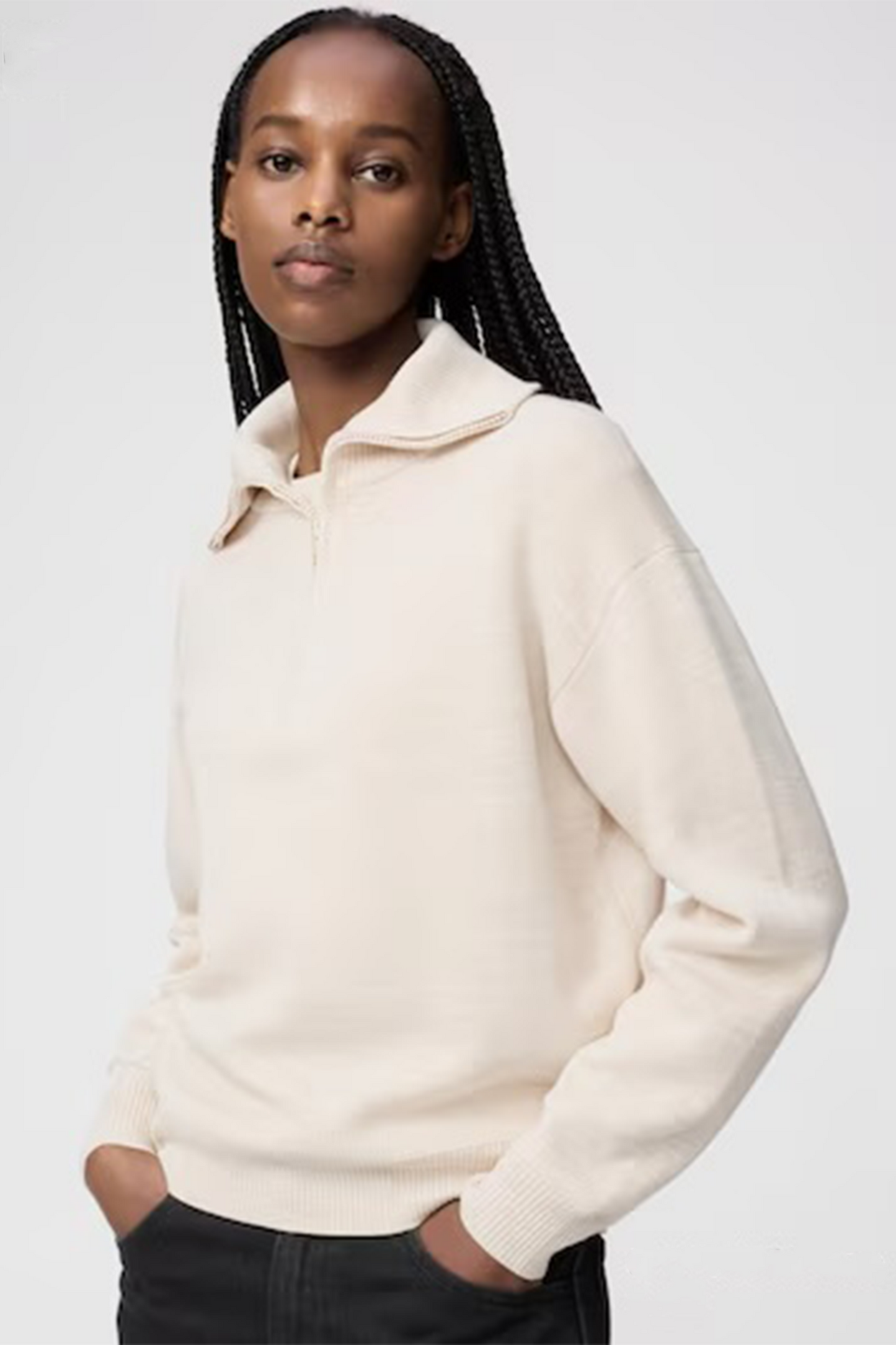 Double-faced Knit Half-zip Jumper