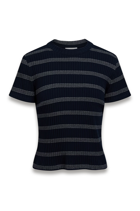 Striped Ribbed Cotton-blend Top