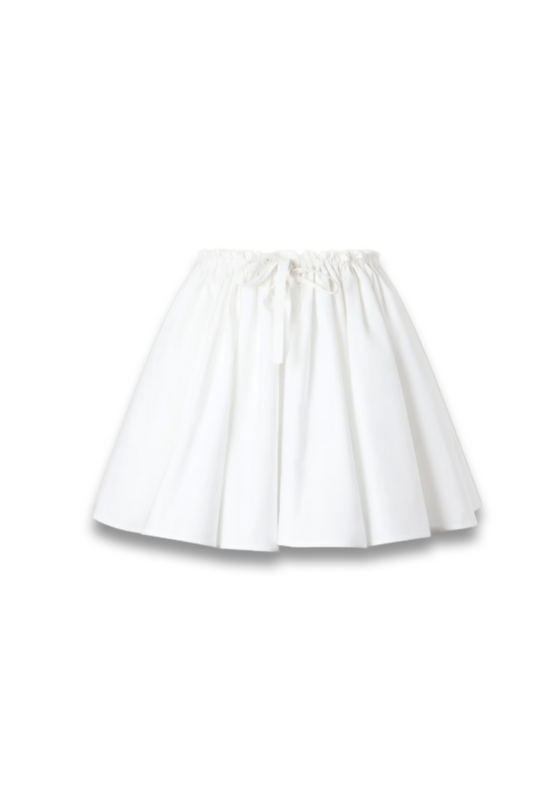 Pleated Cotton Mini Skirt