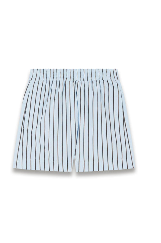 Blue Cotton-poplin Stripe Short