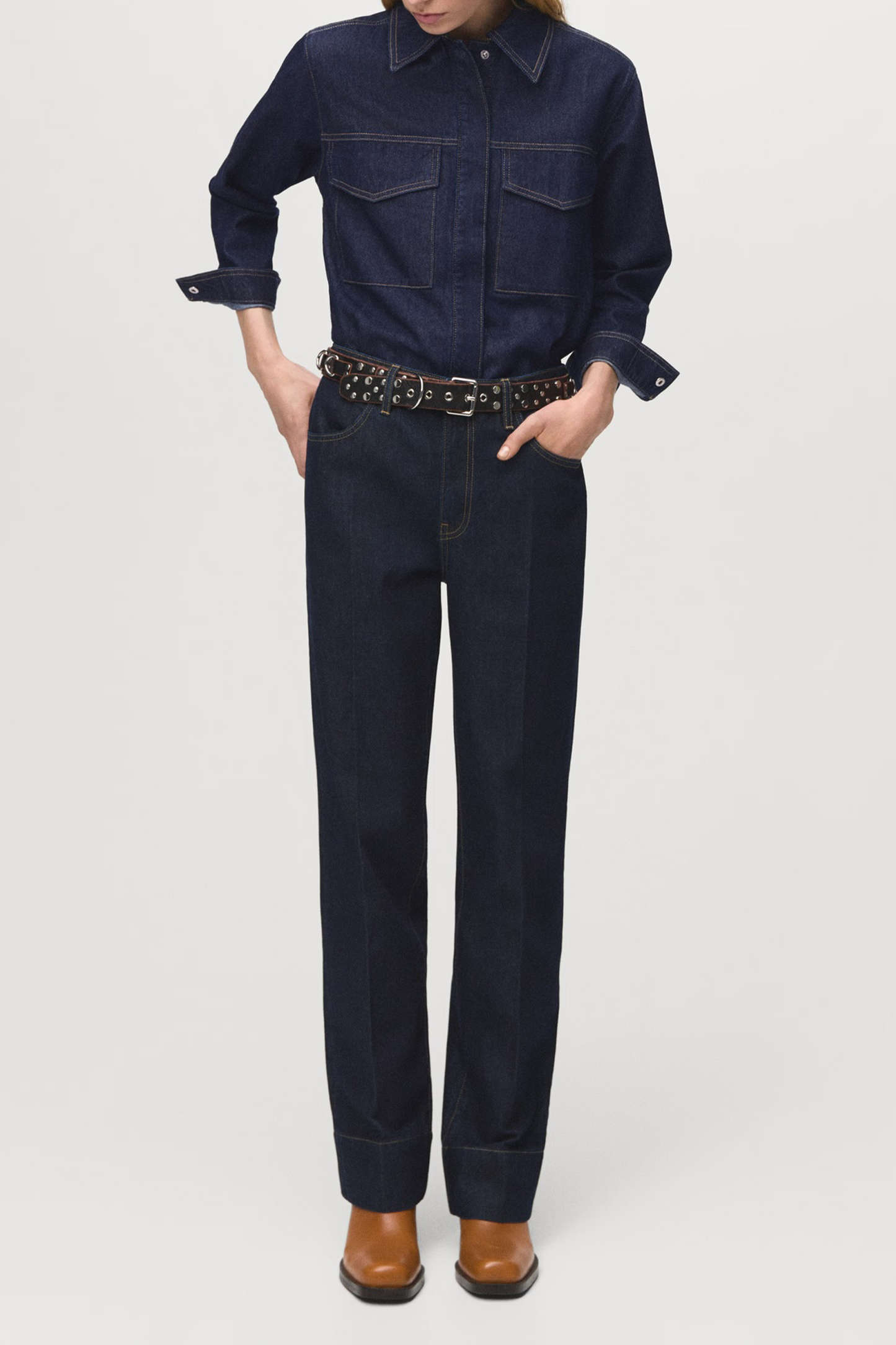 Denim Shirt with Flap Pockets