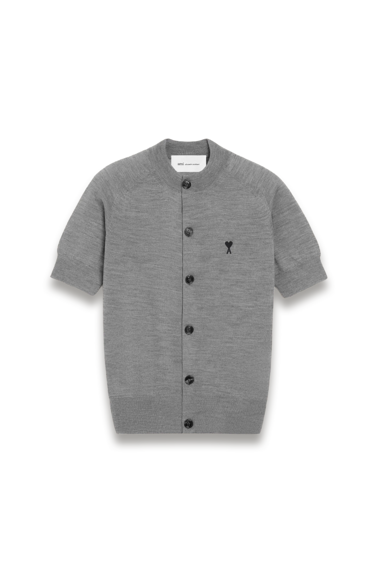 Grey Wool Short Sleeves Cardigan
