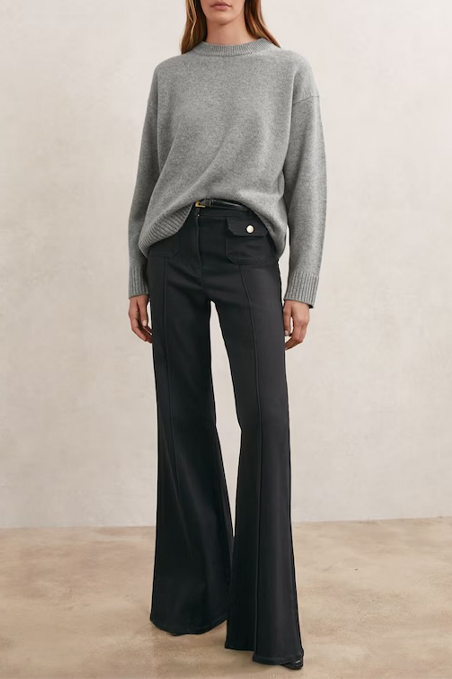 Ella Wool-cashmere Crew-neck Jumper in Grey Marl