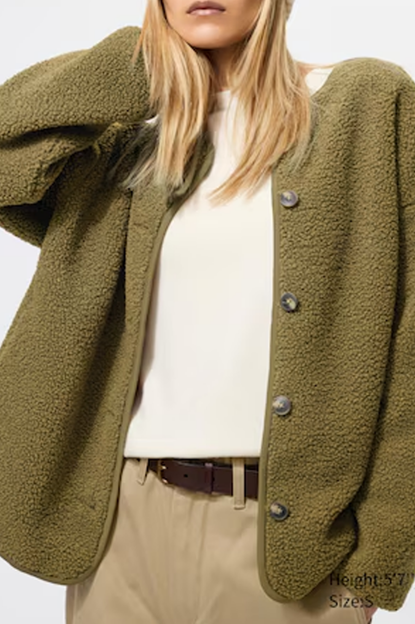 Pile Lined Fleece Relaxed Cardigan
