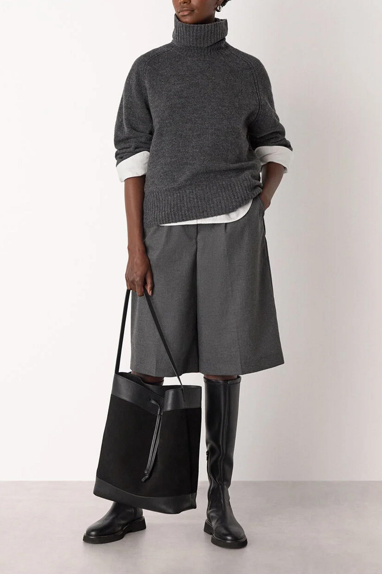 Dark Grey Roll-neck Wool-mix Jumper