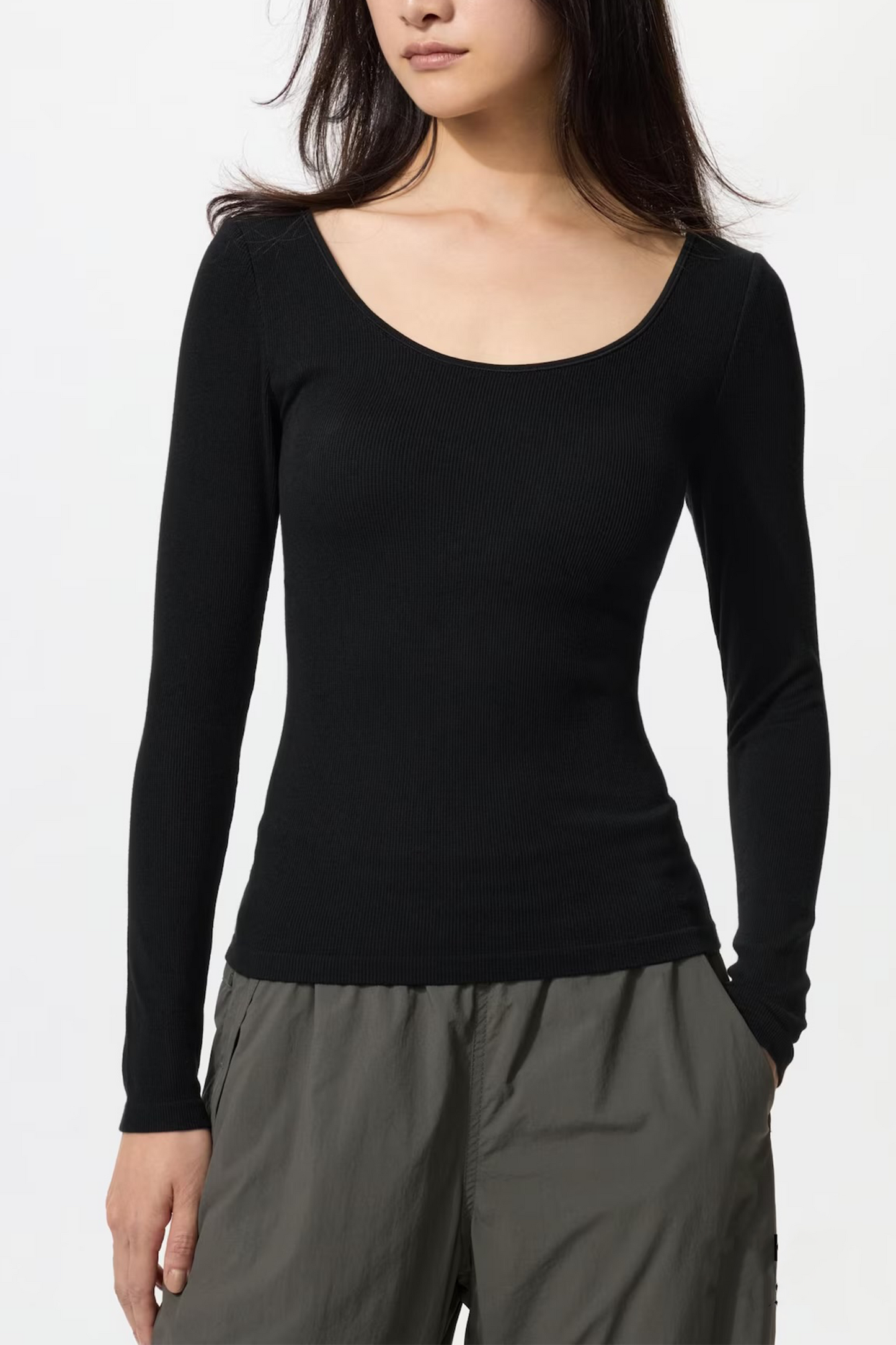 HEATTECH Extra Warm Ribbed Scoop Neck Bra T-Shirt (Long Sleeve)