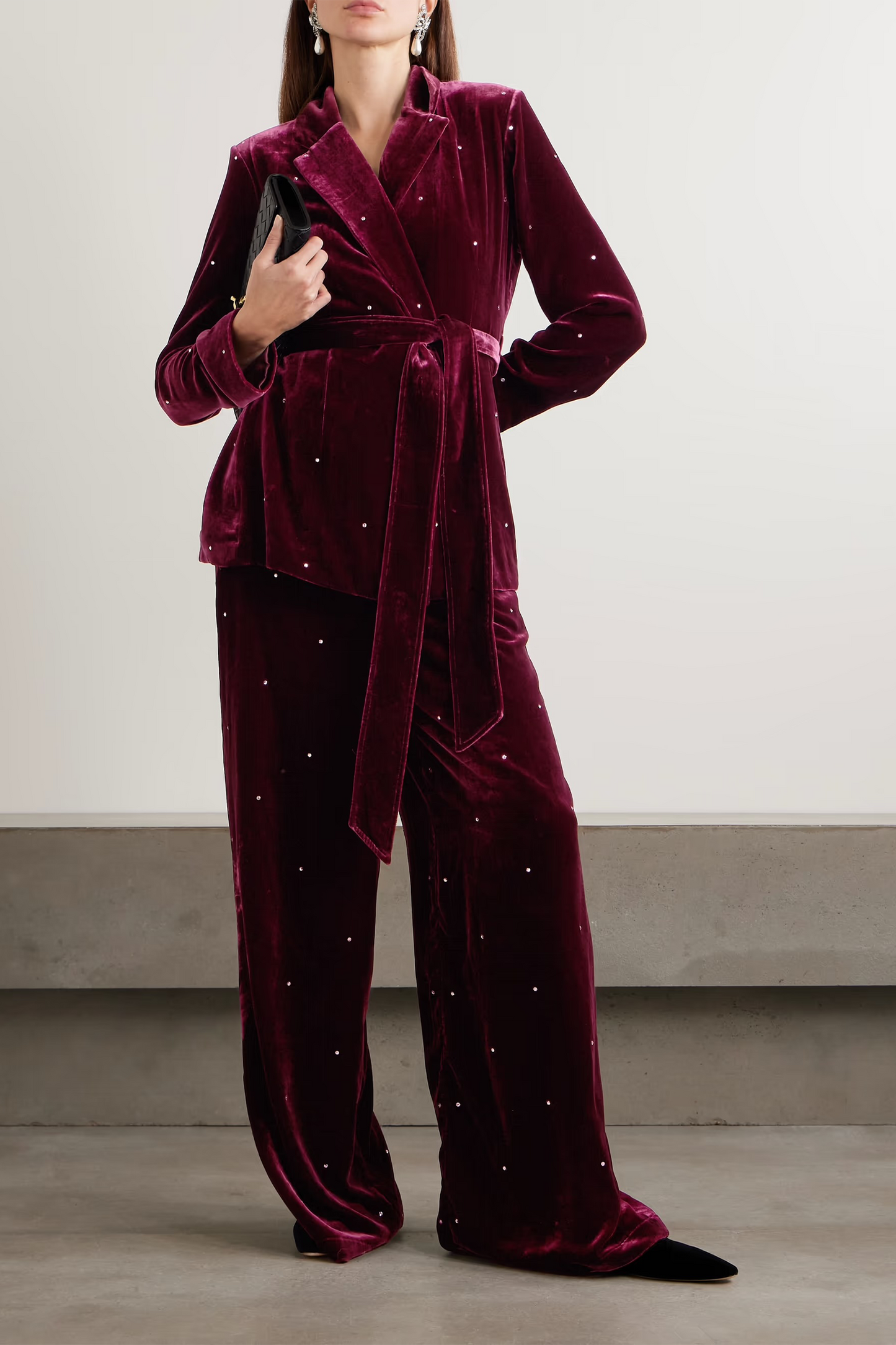 Jagger Crystal-embellished Velvet Pajama Set