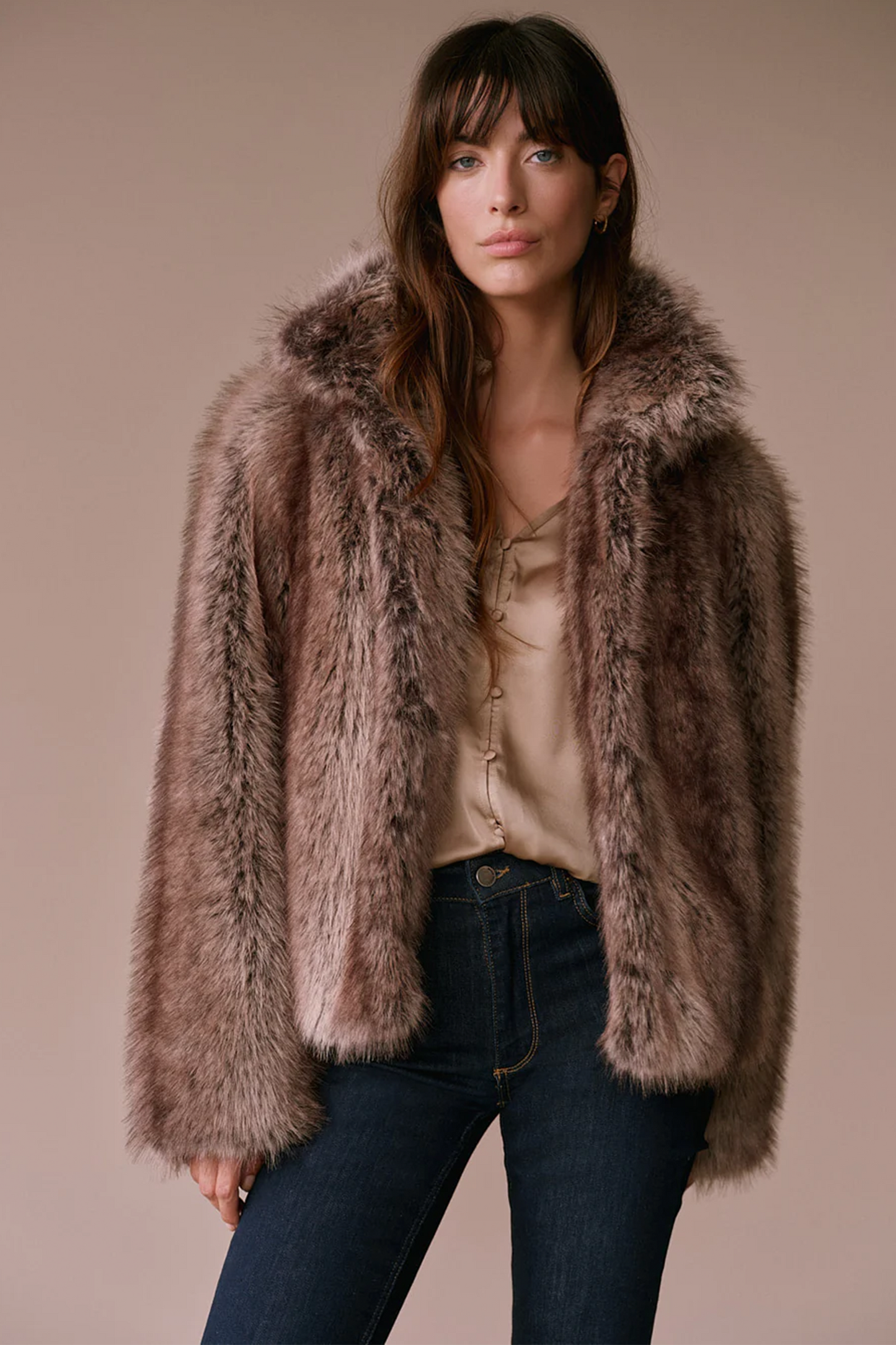 Neutral Faux Fur Cropped Jacket