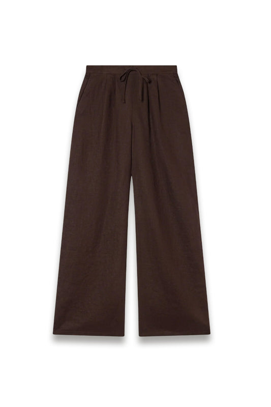 Brown Wide Leg Linen Trouser