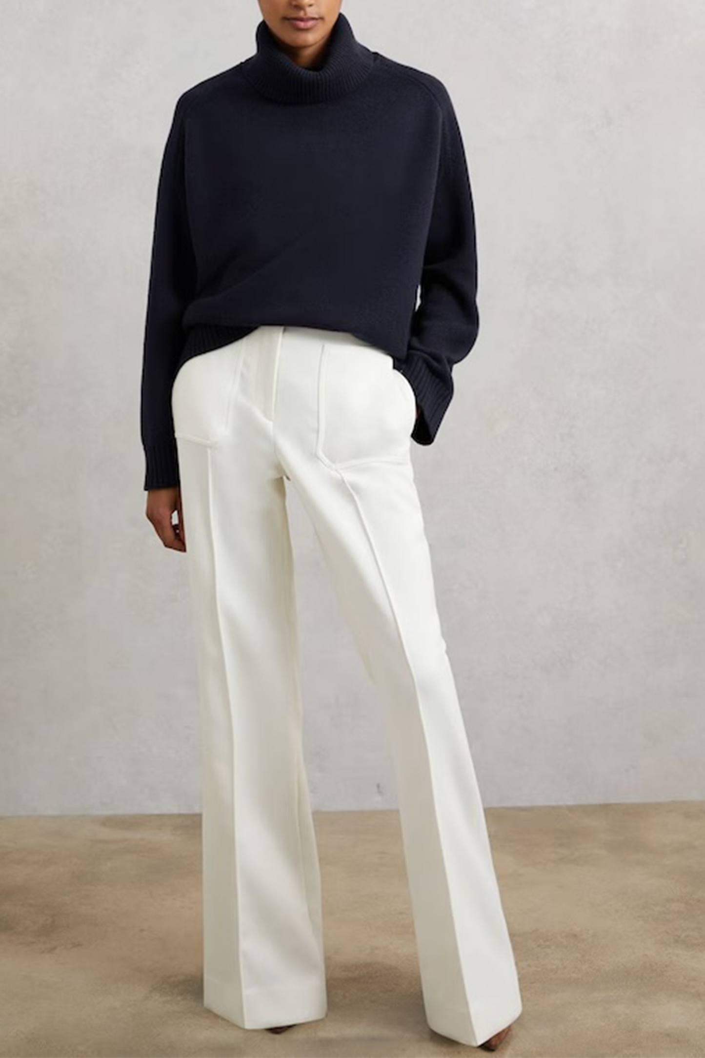 Brooklyn Wool-Cashmere Roll-Neck Jumper in Navy