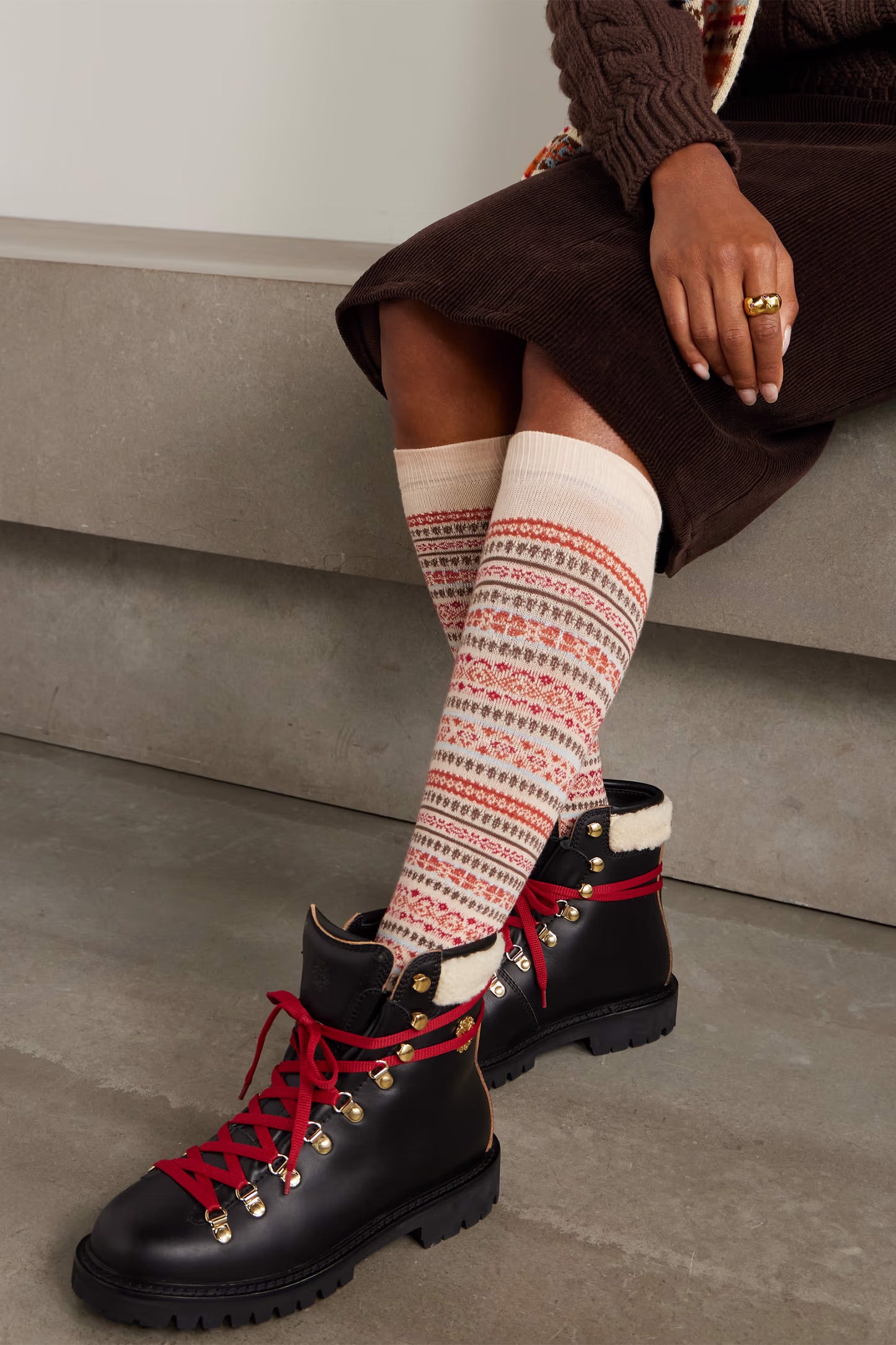 Jacquard-knit Wool Socks