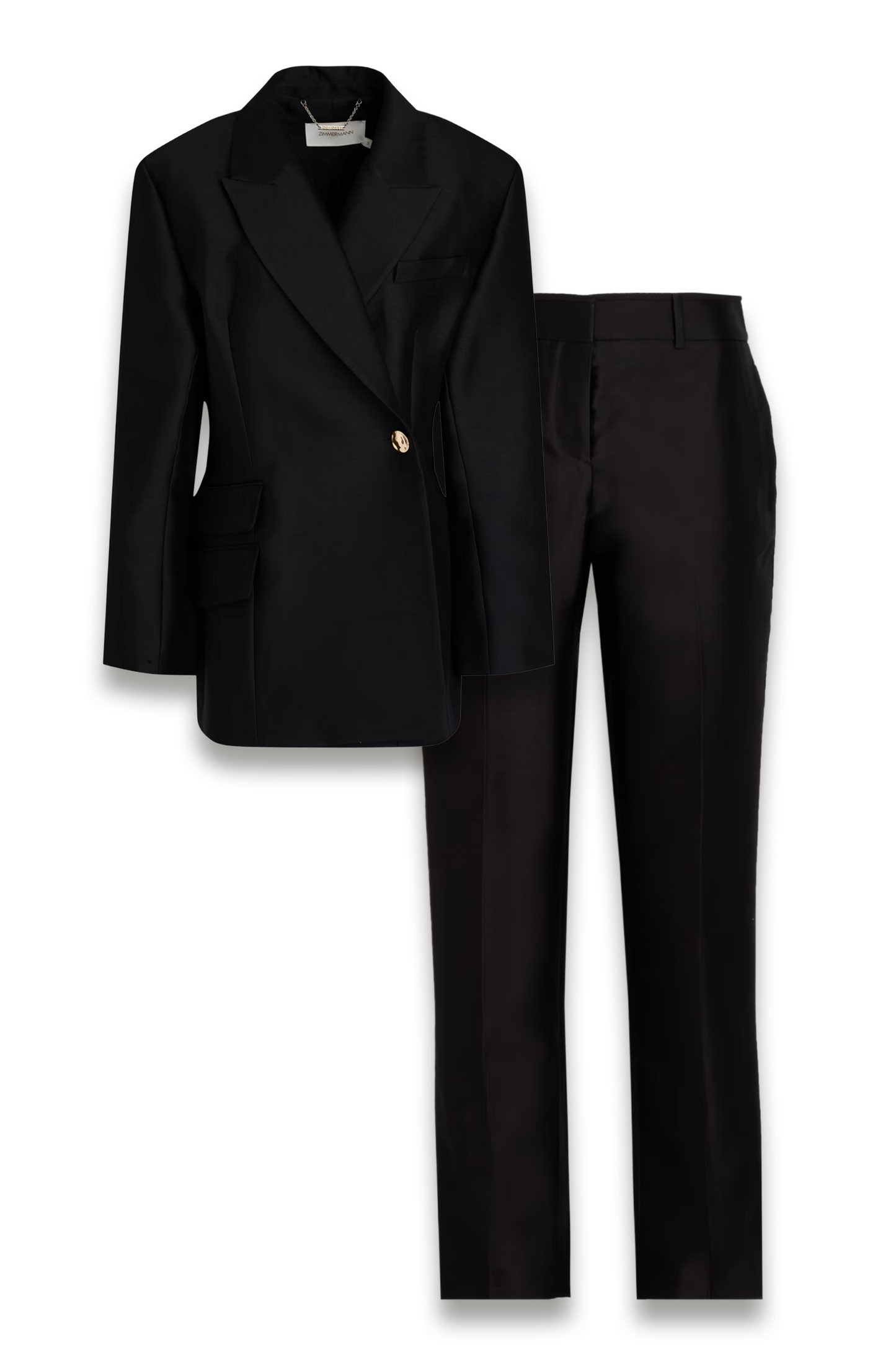Double-breasted Wool and Silk-blend Blazer and Straight-leg Pants