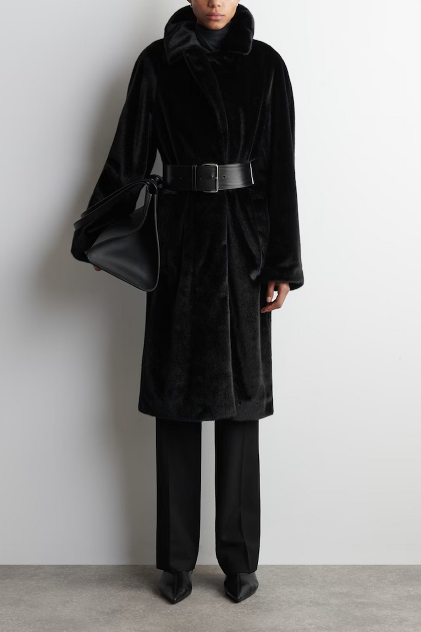 Fur-effect Long Coat