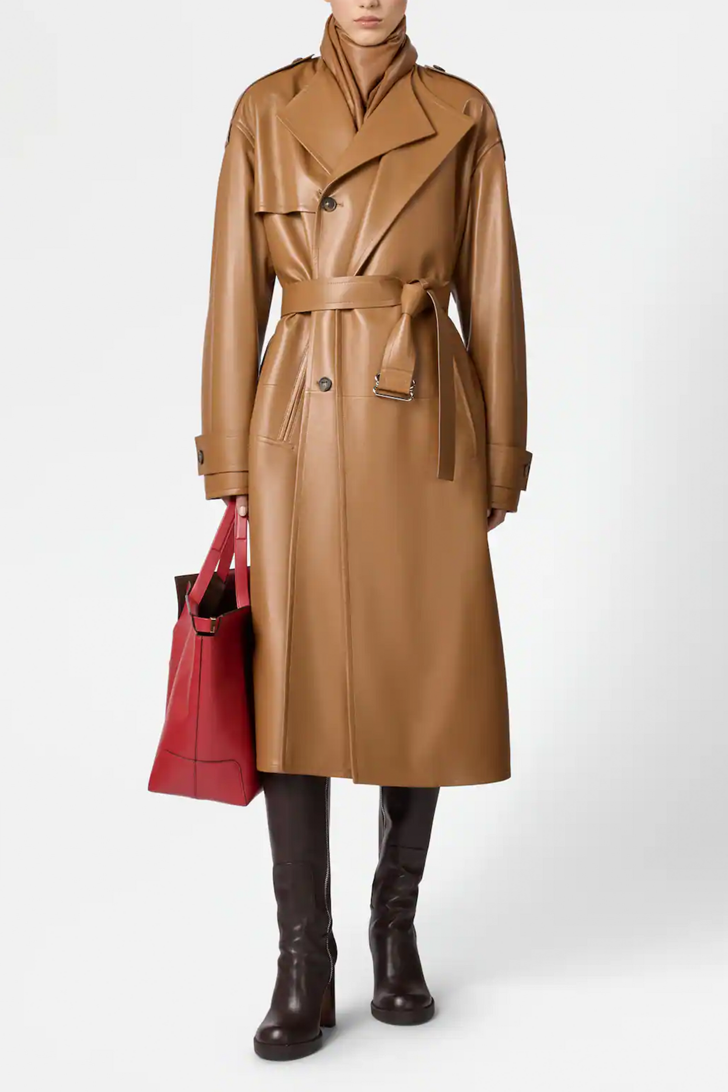 Trench Coat in Leather Relaxed Fit