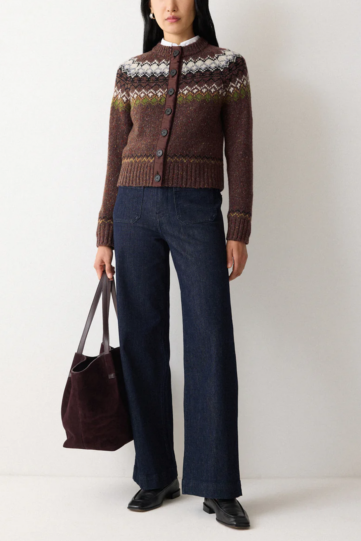 Fair Isle Silk-trim Cardigan