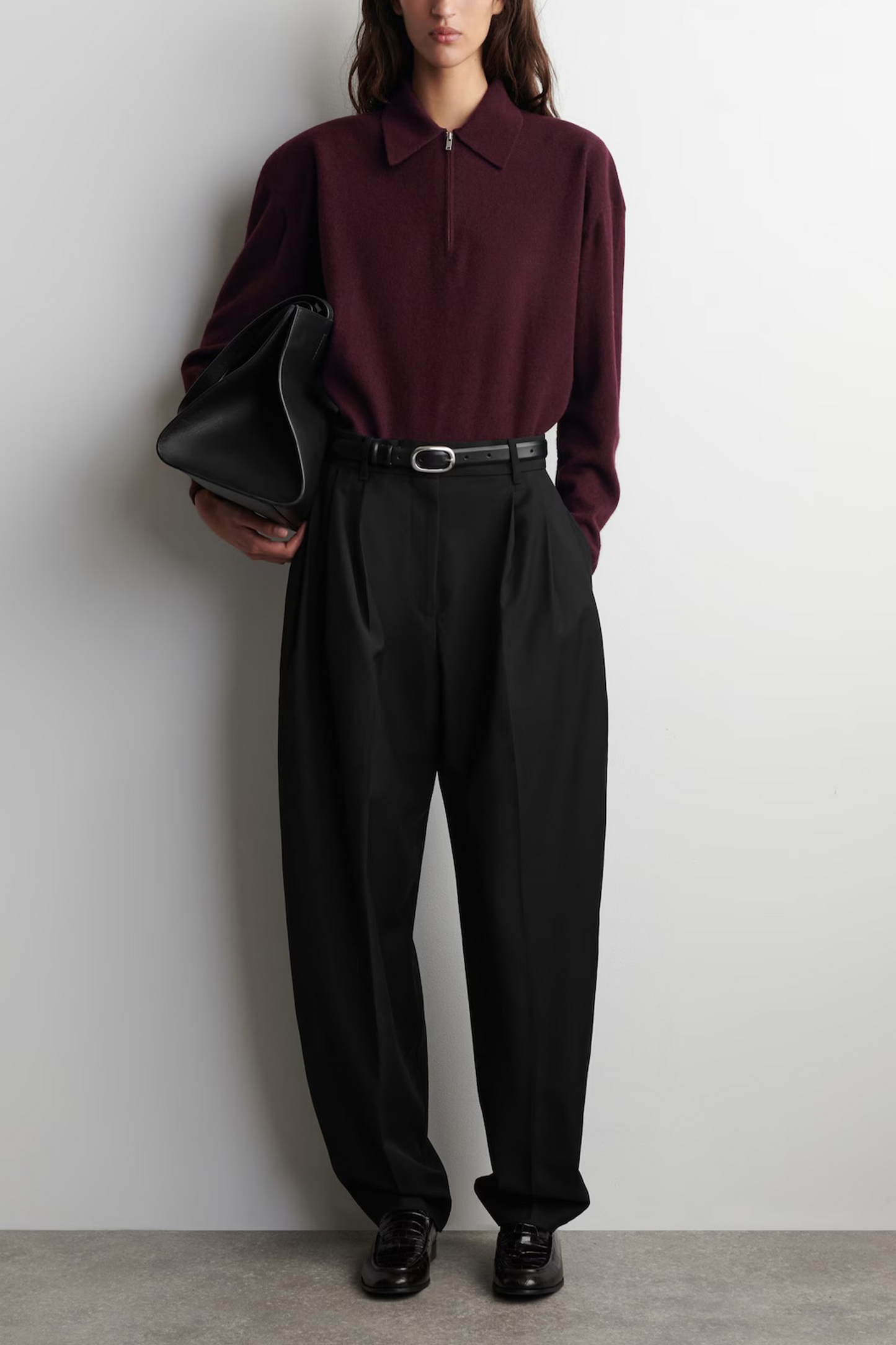 Merino Wool-yak Zip-up Polo Shirt