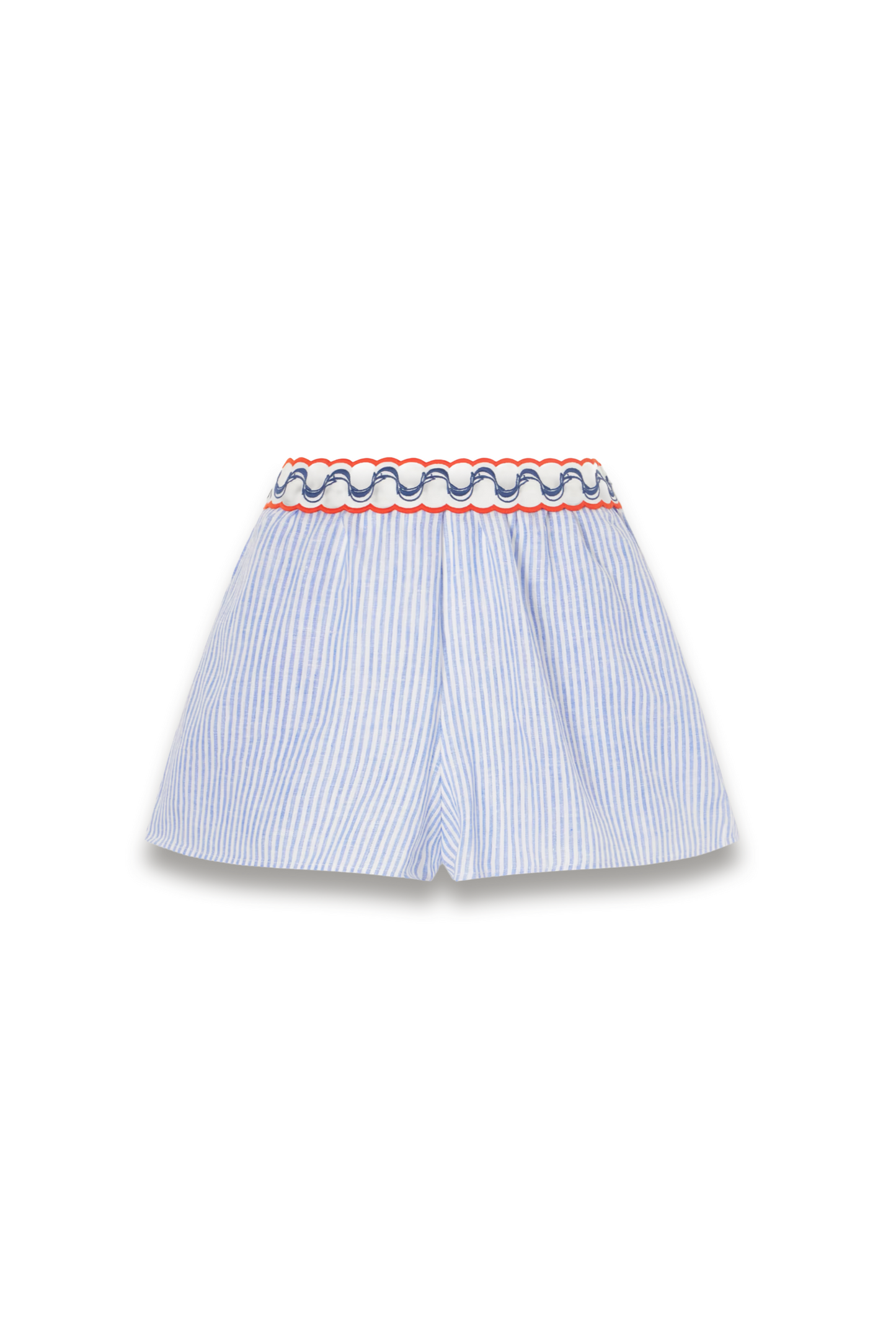 Embroidered Striped Linen Shorts