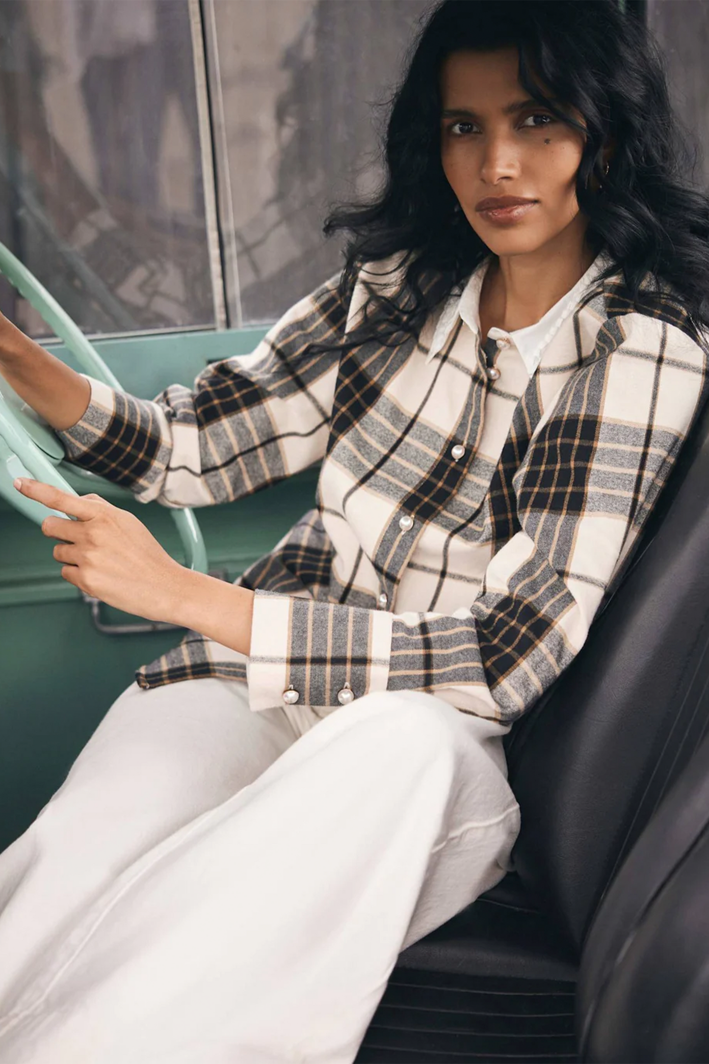 Neutral Checked Cotton Shirt