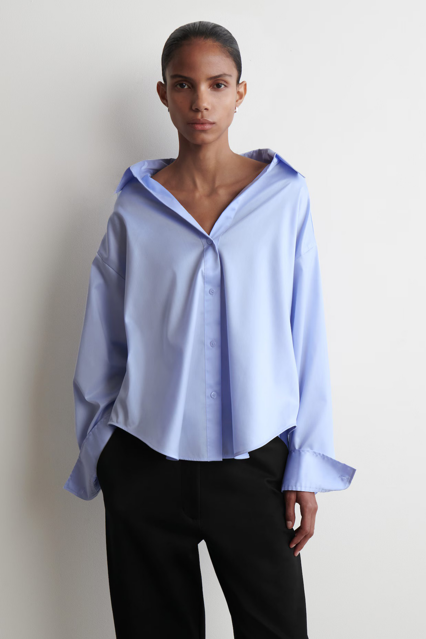 Open-collar Cotton Shirt