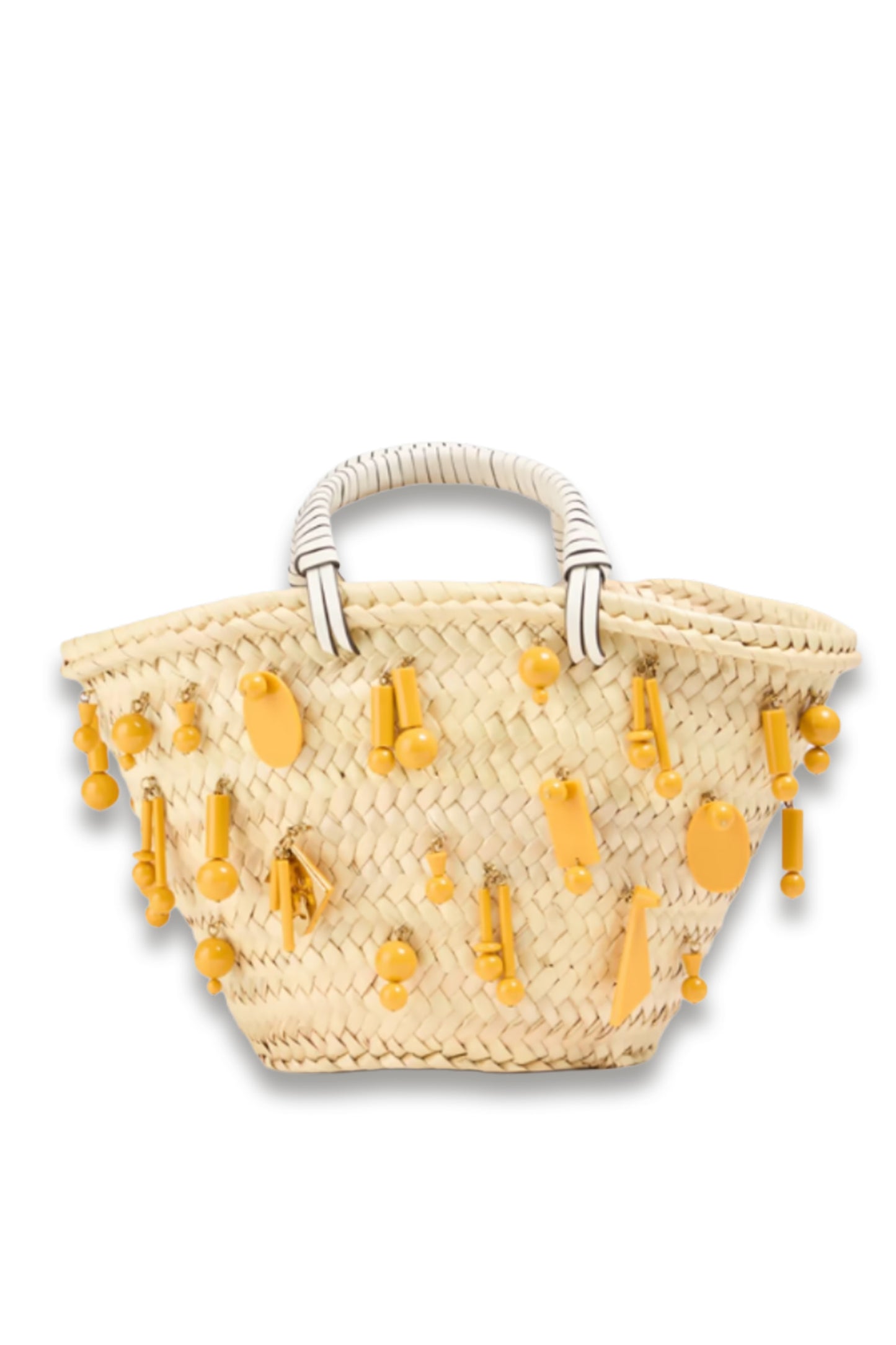 Embellished raffia tote