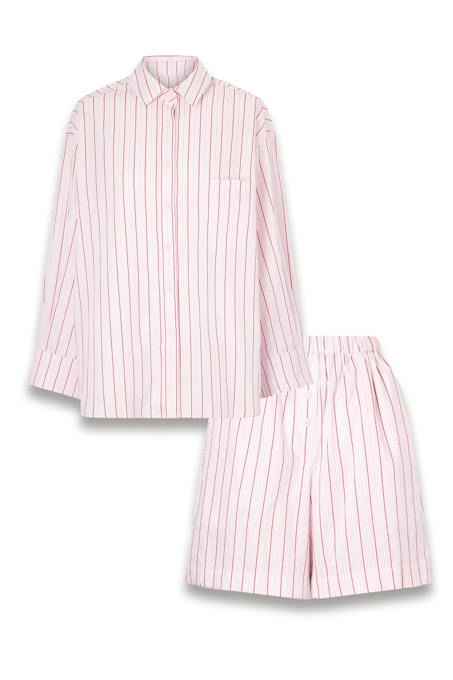 Angelo oversized striped cotton-poplin shirt and shorts