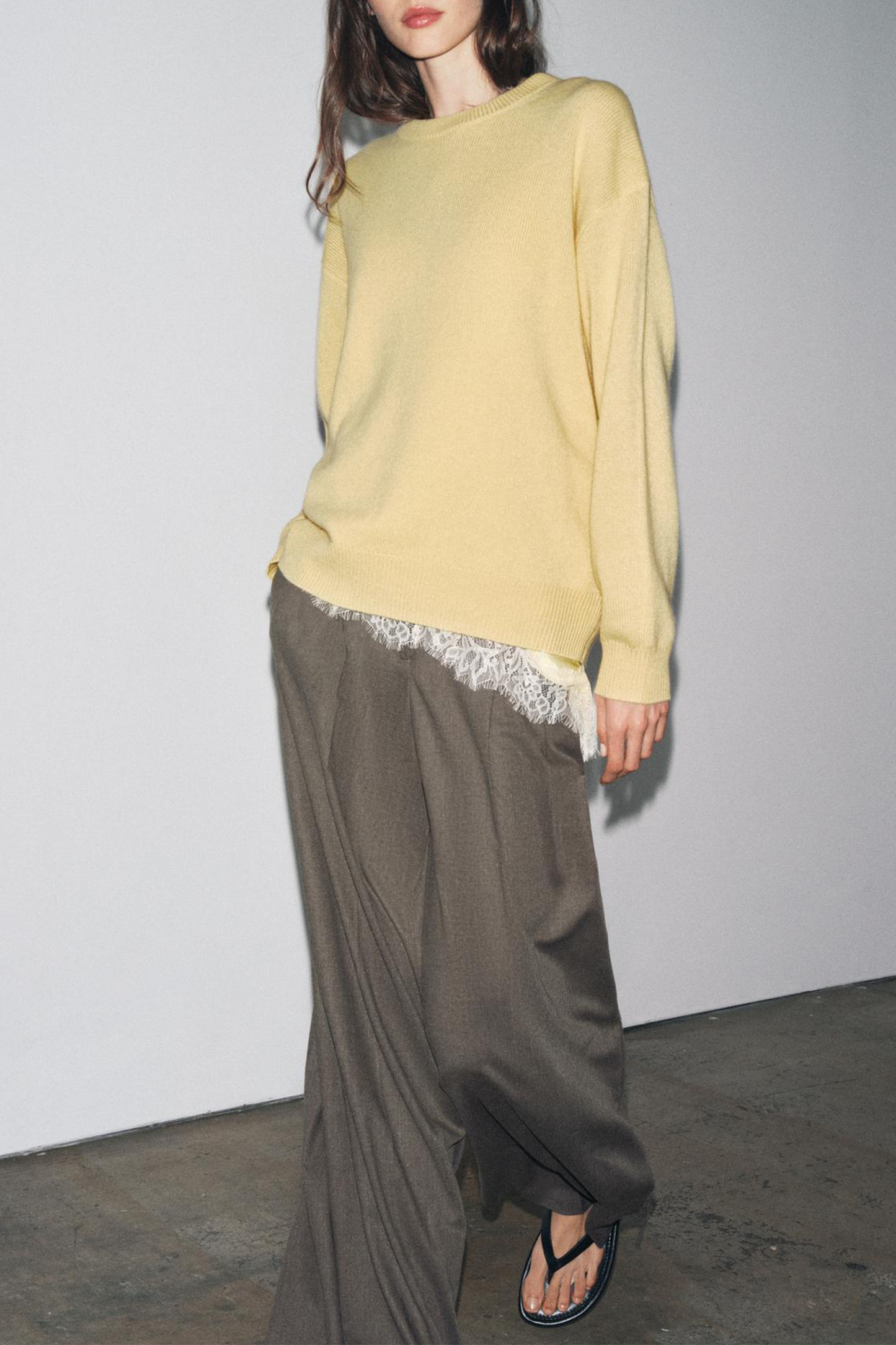 Long-sleeve 100% Cashmere Jumper in Yellow