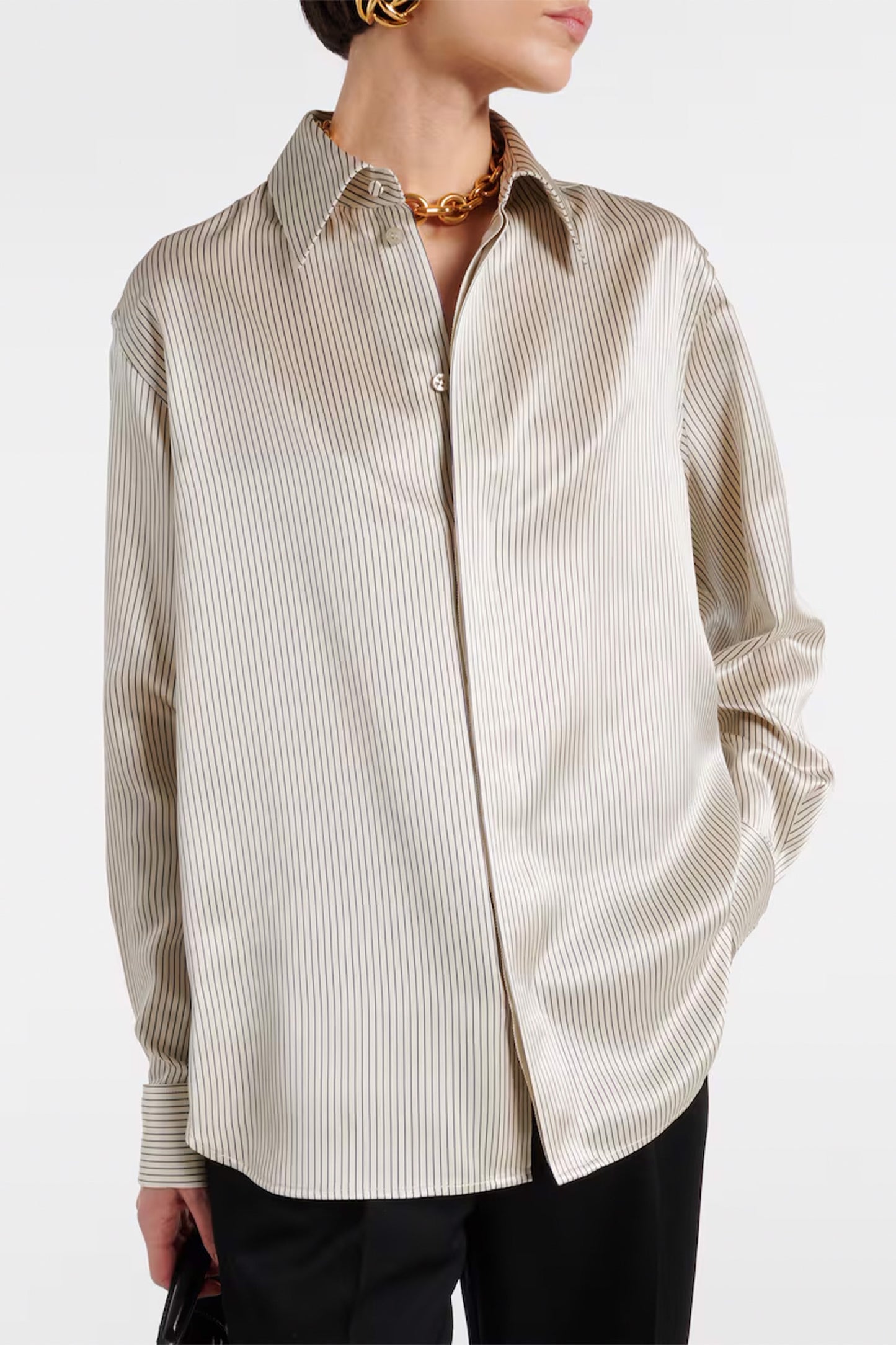 Striped silk satin shirt