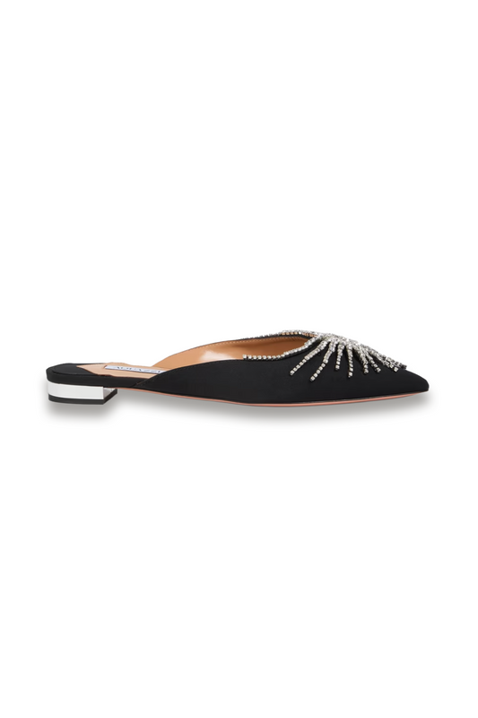 Sunshine Crystal-embellished Satin Point-toe Flats