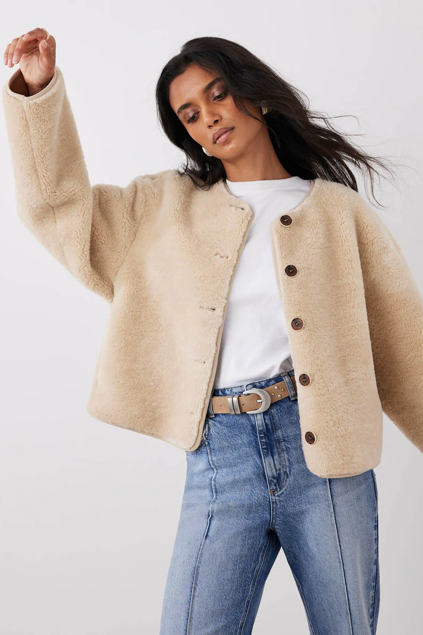 Neutral Borg Collarless Jacket