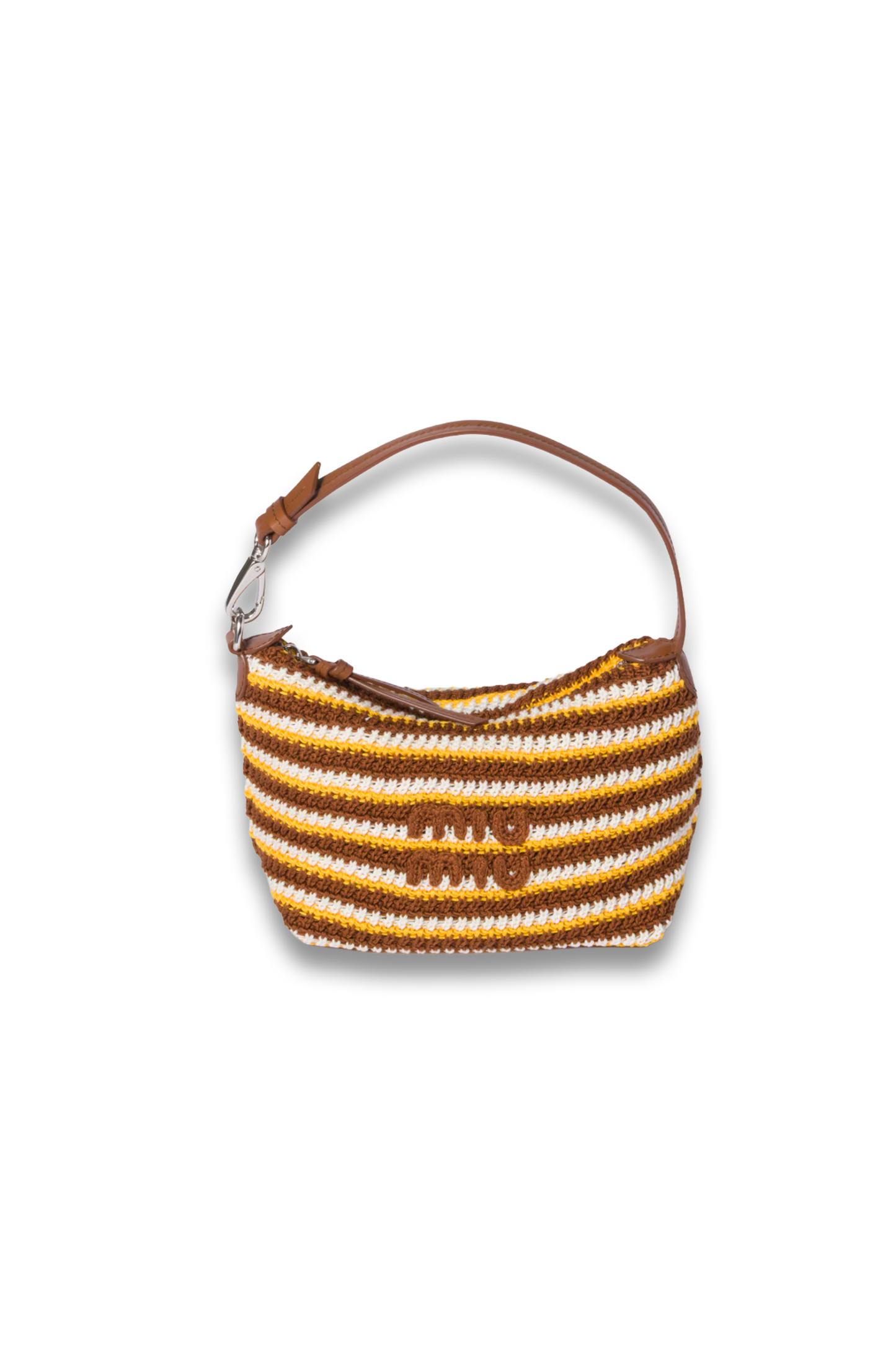 Spirit Crochet Pouch, Cognac/ Yellow