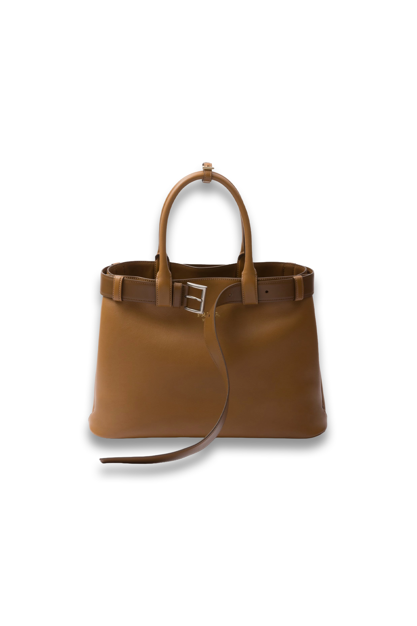 Prada Buckle Large Leather Handbag With Belt