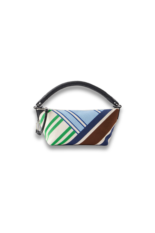 Cala Bayadere Leather-trimmed Paneled Striped Canvas Shoulder Bag