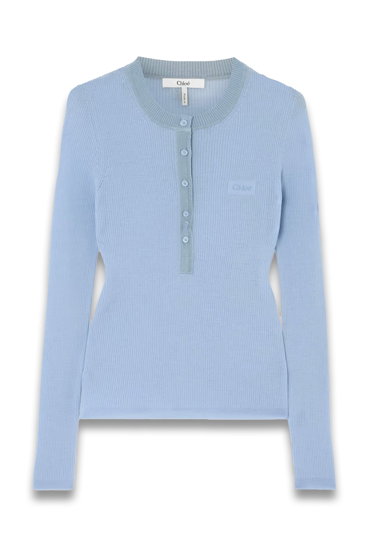 Silk-trimmed ribbed wool sweater