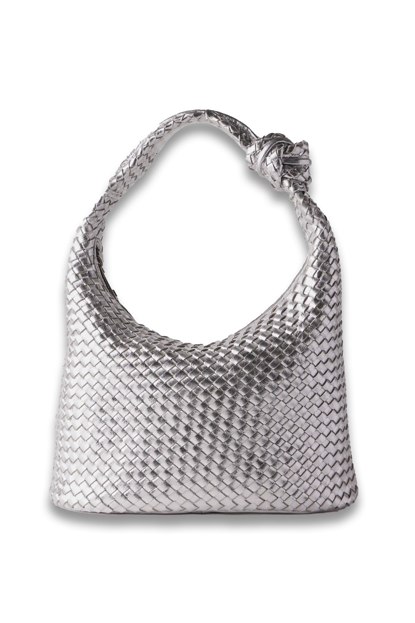 Silver Leather Woven Bag