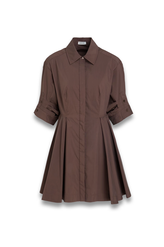 Jazzie Pleated Cotton-blend Poplin Mini Shirt Dress