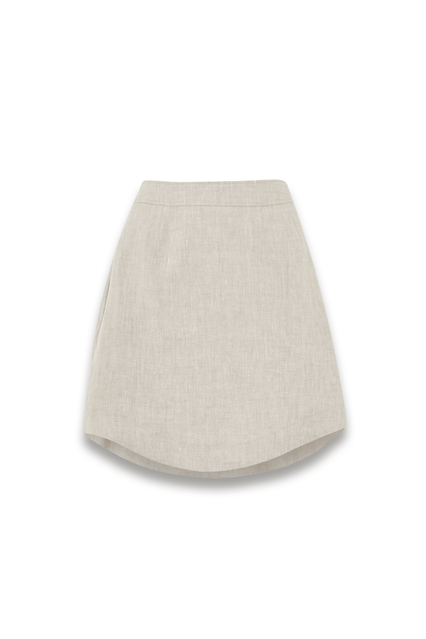 Oatmeal Curved Hem Linen Skirt