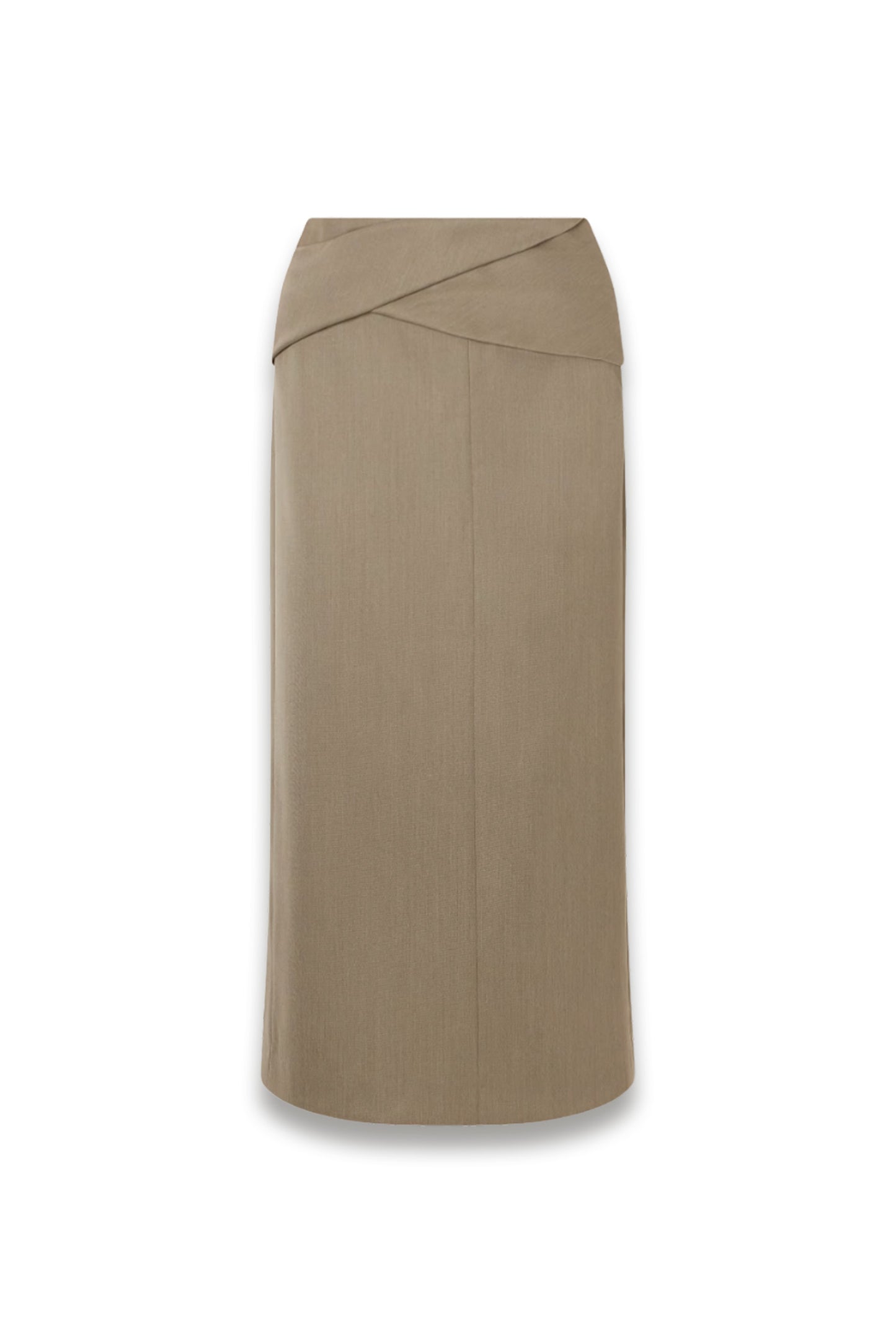 Belted Wool-blend Twill Midi Skirt