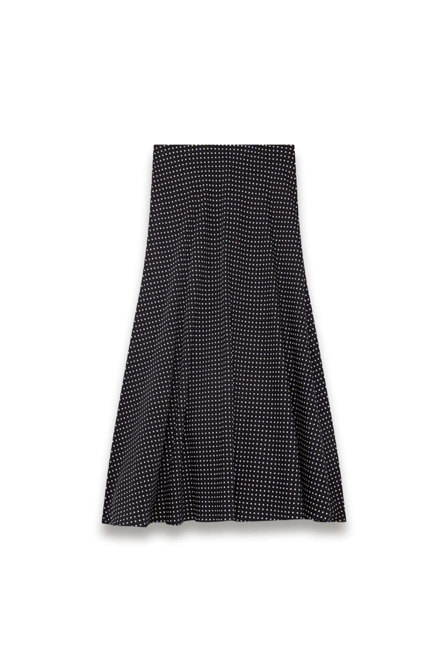 Black Mini Spot Fit and Flare Midi Skirt