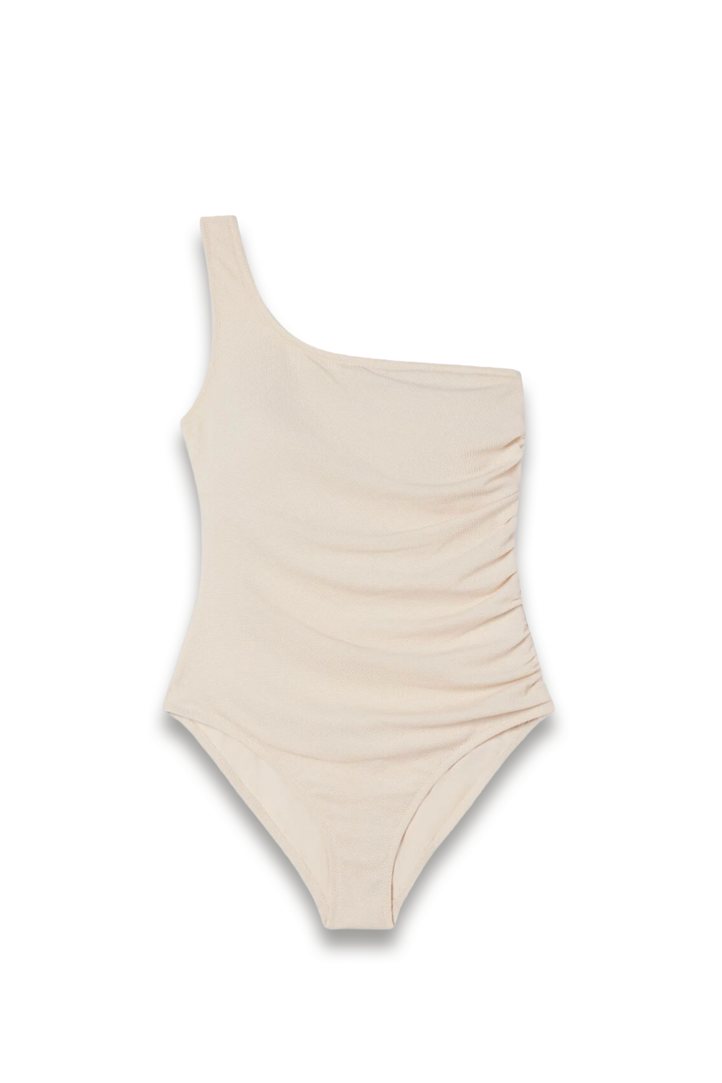 Ivory Textured One Shoulder Swimsuit