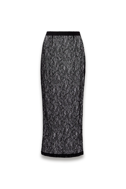 Sheer Lace Midi Skirt