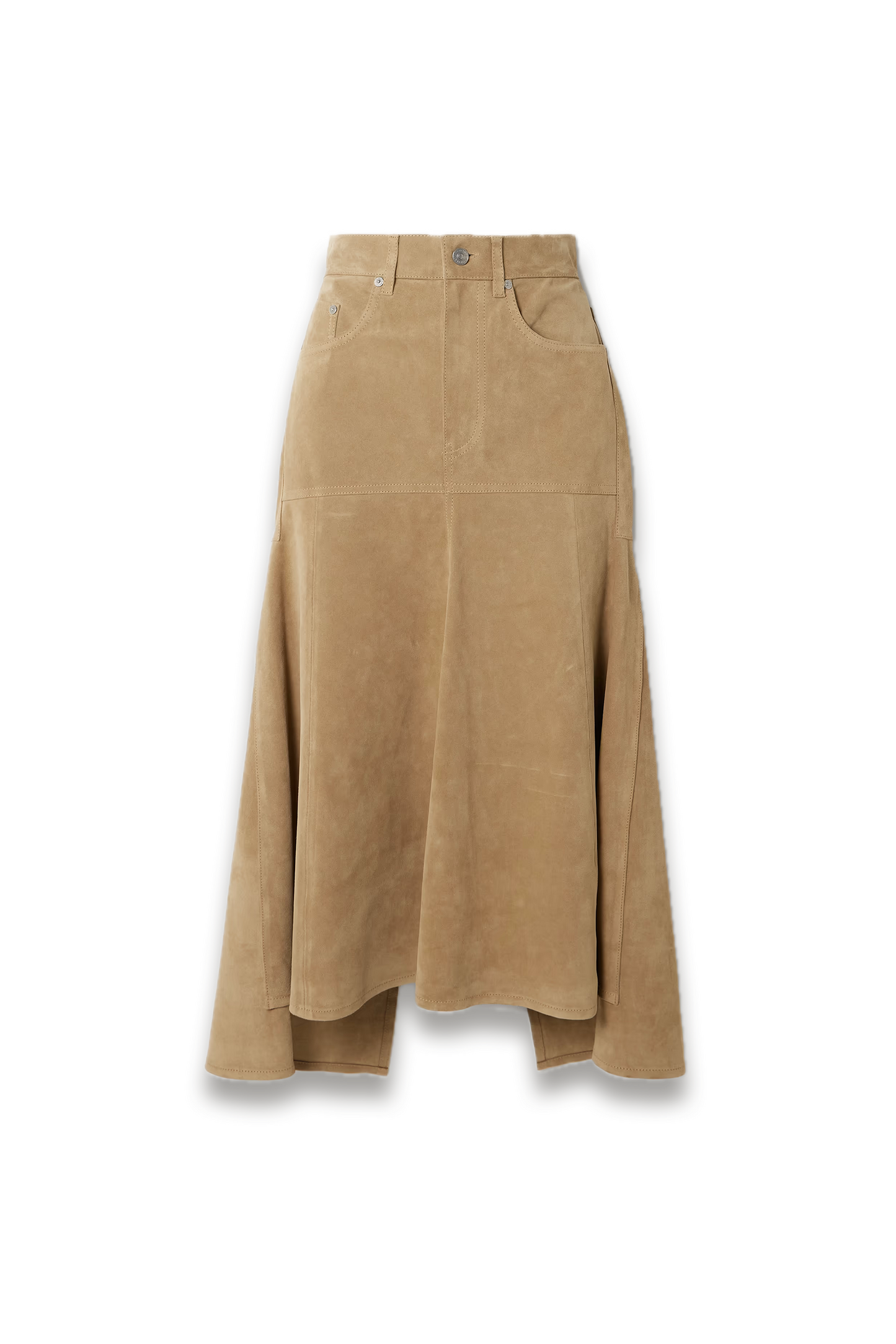 Paneled Suede Midi Skirt