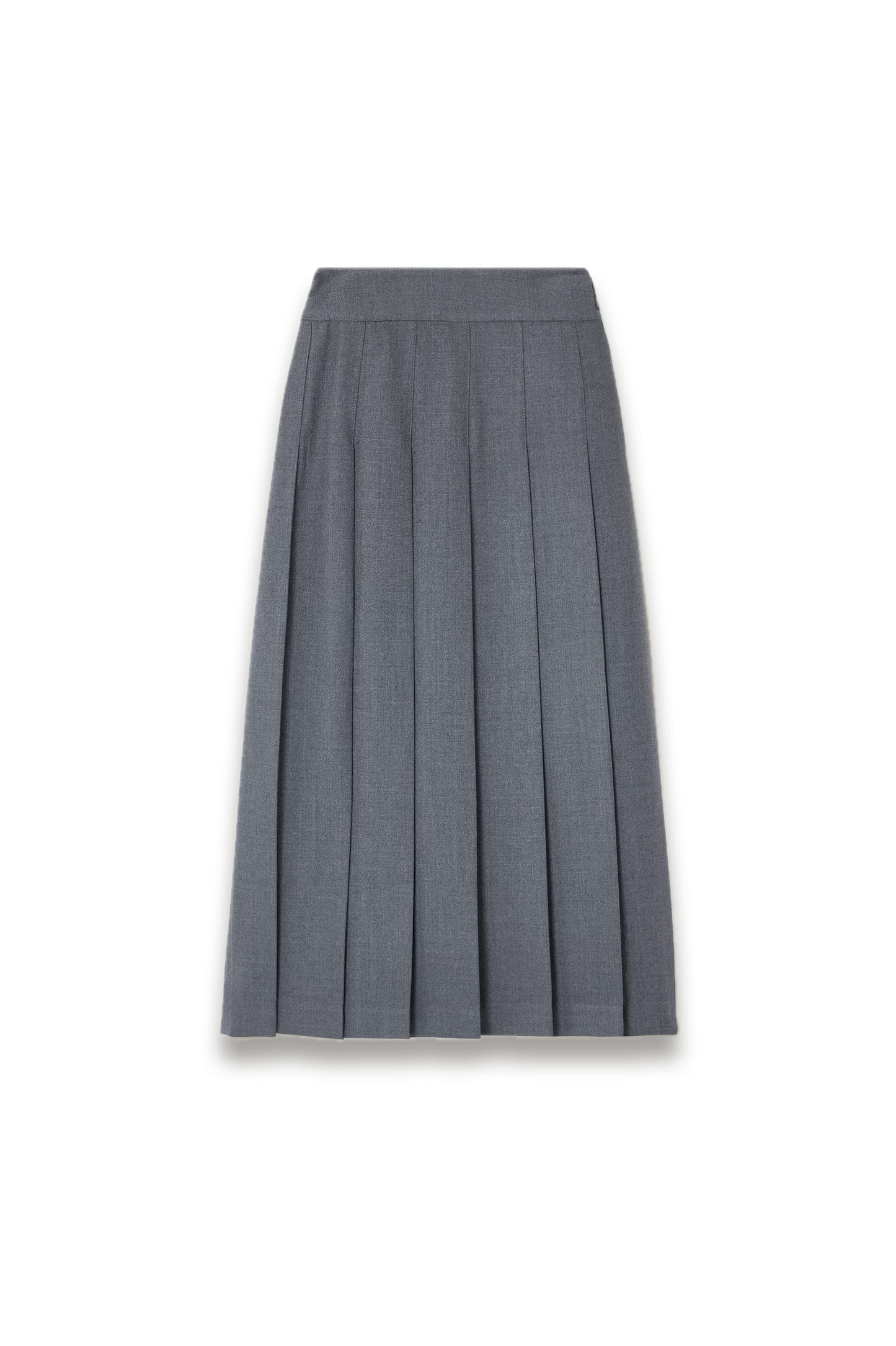 Pleated Twill Midi Wrap Skirt