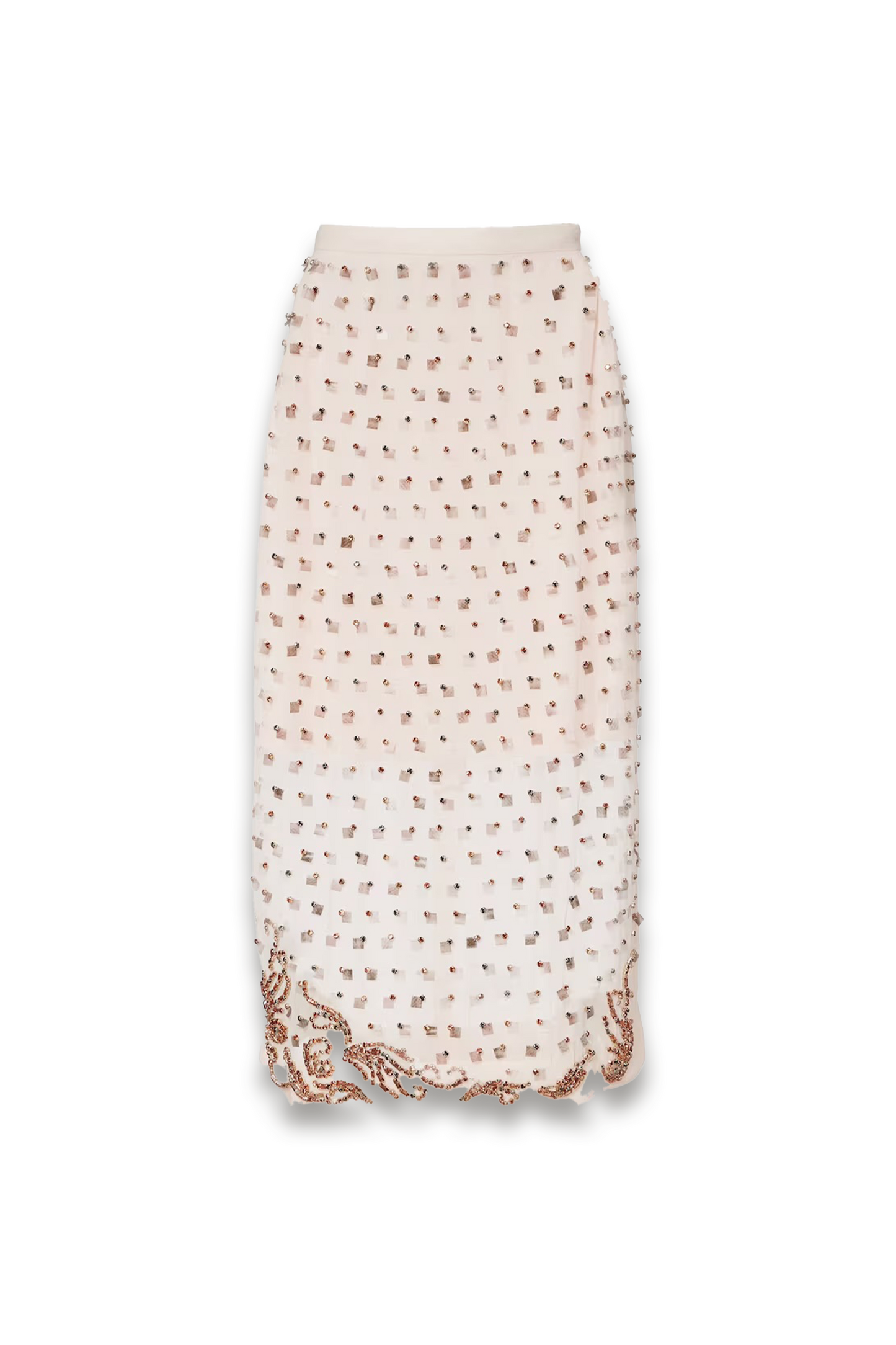 Embellished Sheer Midi Skirt