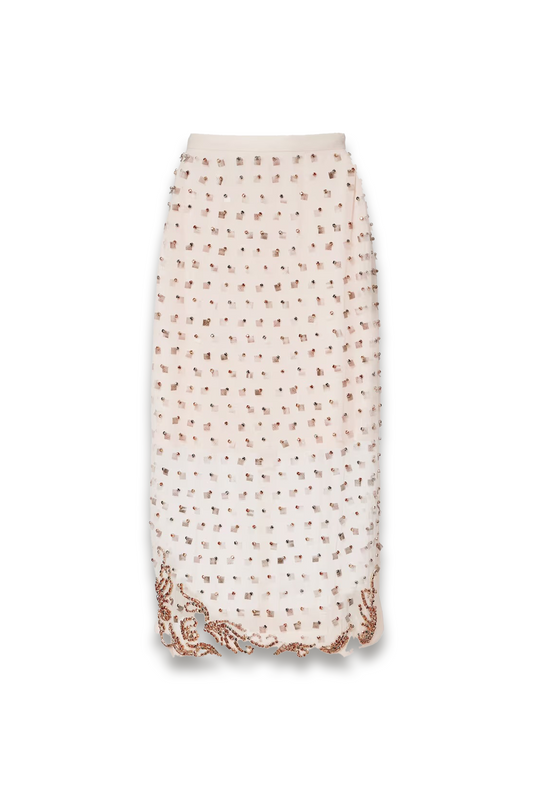 Embellished Sheer Midi Skirt