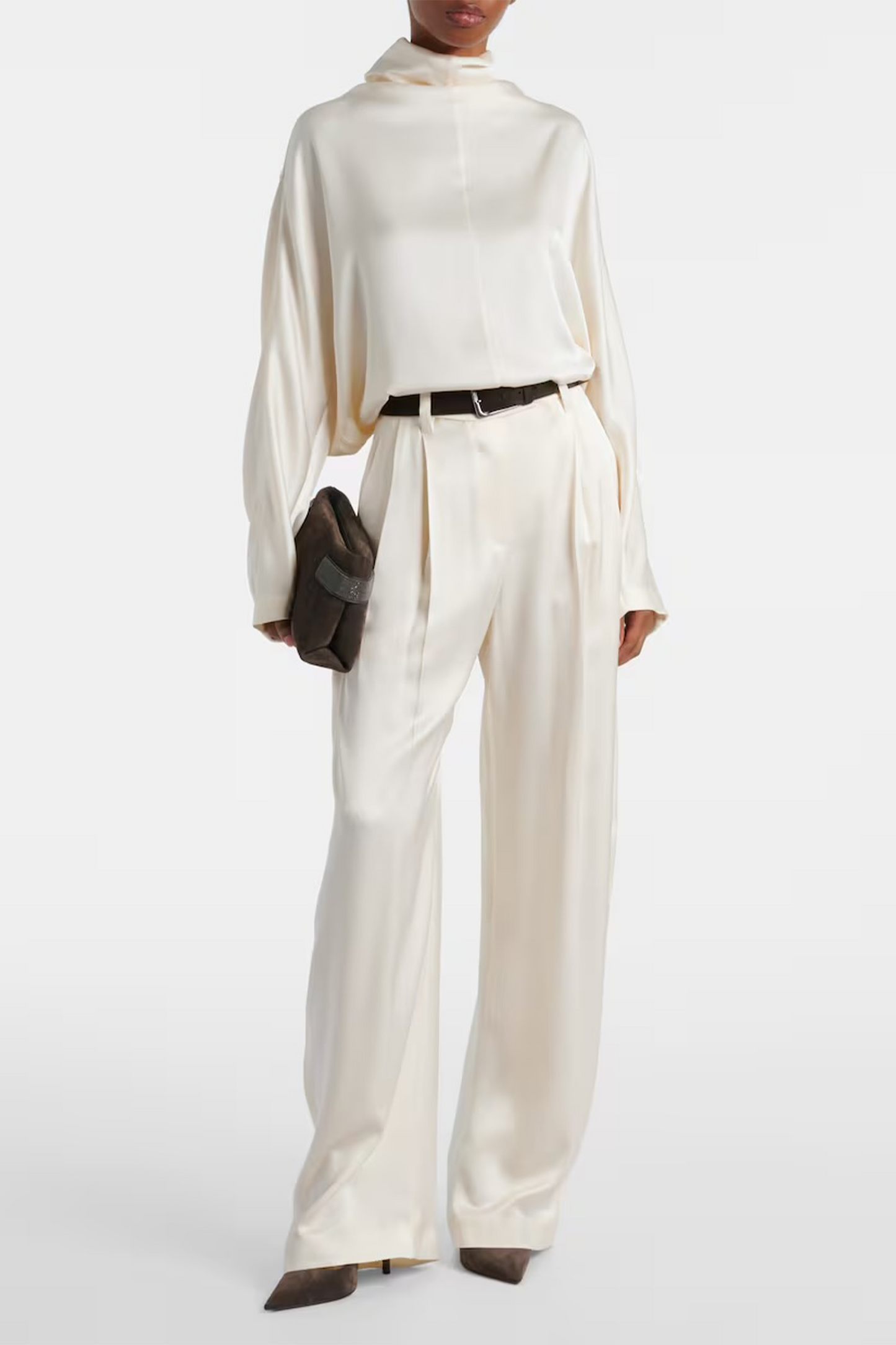 Mid-rise Silk Straight Pants