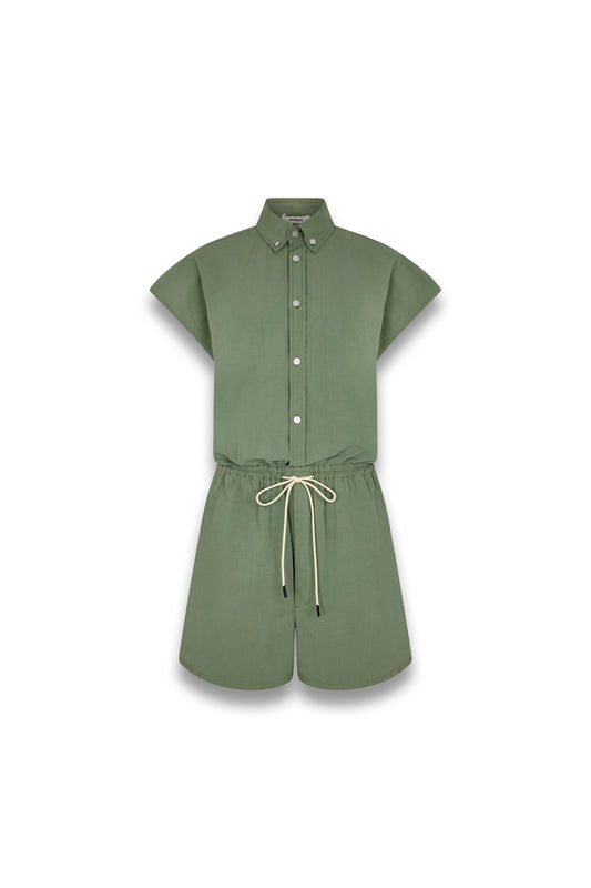 Crushed Cotton Mini Jumpsuit