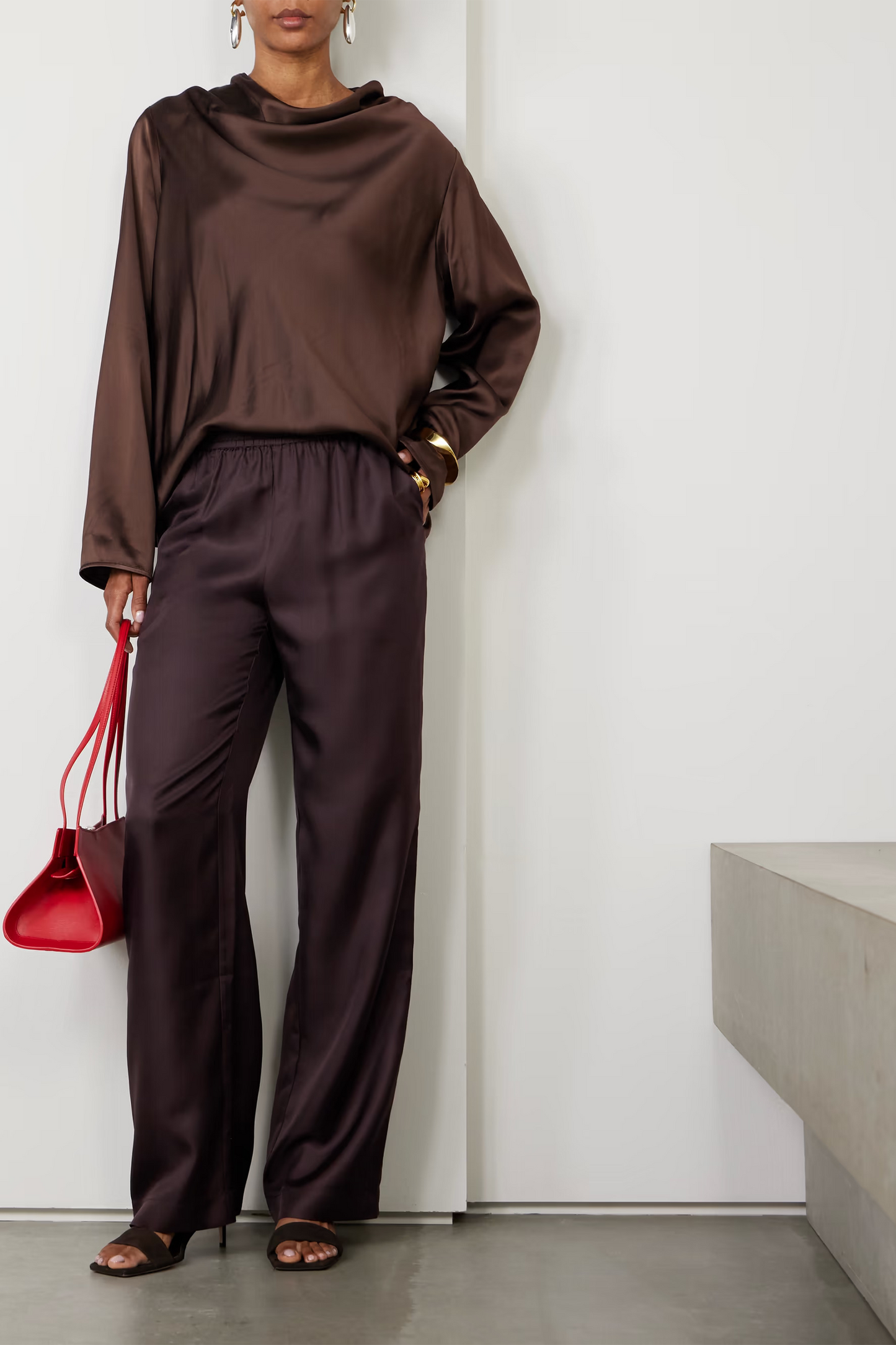 Alera Silk-twill Wide-leg Pants