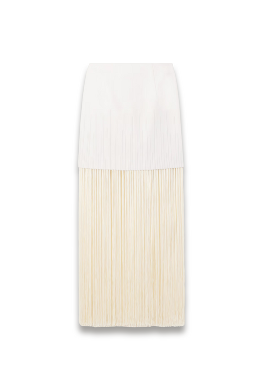 Aurora Stutil Fringed Embroidered Cotton-twill Maxi Skirt